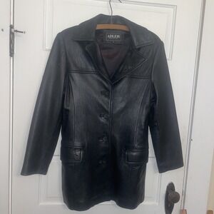 Supple Adler Collection: Vintage Black Leather Jacket, Lined, Pockets, Size‎ M